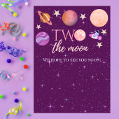 Two The Moon Girl Space Pink Planets 2nd Bday Einladung