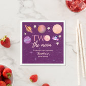 Two The Moon Girl Space Pink Planets 2nd Bday Serviette (Beispiel)
