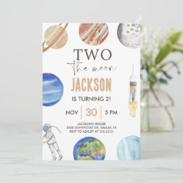 Two The Moon | Modern Space 2nd Birthday Décor Einladung