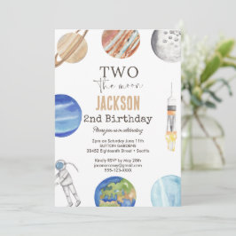 Two The Moon | Modern Space 2nd Birthday Décor Einladung