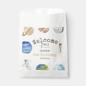 Two The Moon | Modern Space 2nd Birthday Décor Geschenktütchen (Vorderseite)