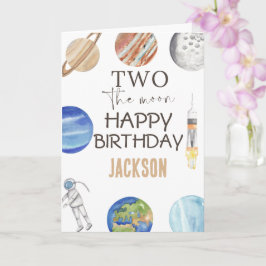Two The Moon | Modern Space 2nd Birthday Décor Karte