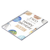 Two The Moon | Modern Space 2nd Birthday Décor Notizblock (Linke Seite)