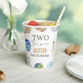 Two The Moon | Modern Space 2nd Birthday Décor Pappbecher