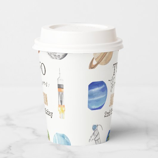 Two The Moon | Modern Space 2nd Birthday Décor Pappbecher (Links)