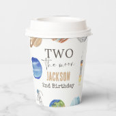 Two The Moon | Modern Space 2nd Birthday Décor Pappbecher (Rückseite)