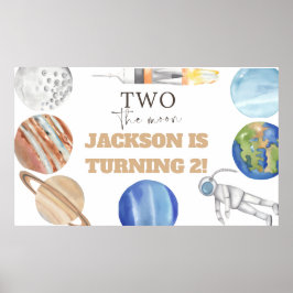 Two The Moon | Modern Space 2nd Birthday Décor Poster