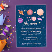 Two The Moon  Outer Space Ship Planets 2nd Bday Einladung
