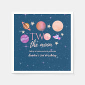 Two The Moon Outer Space Ship Planets 2nd Bday Serviette (Vorderseite)