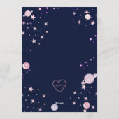 Two The Moon, Pink Purple Space 2nd Birthday  Einladung (Rückseite)