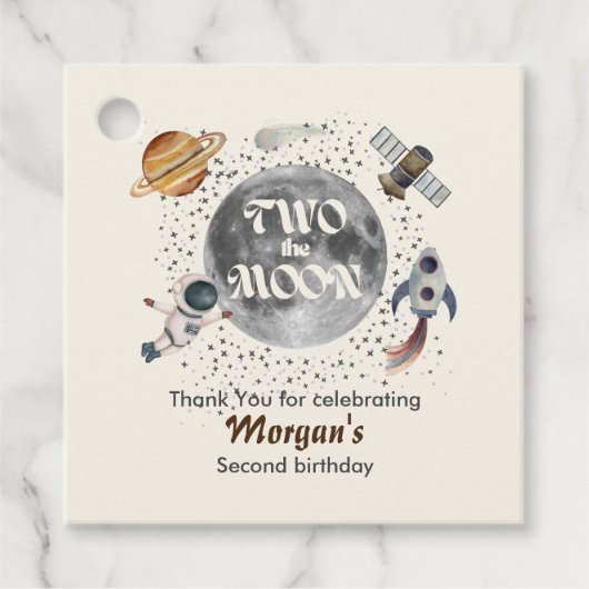 Two The Moon Planets Gender Neutral 2nd Birthday Geschenkanhänger (Vorderseite)