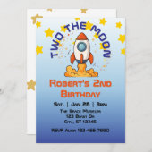 Two The Moon, Rocket 2nd Birthday Invitation Einladung (Vorne/Hinten)