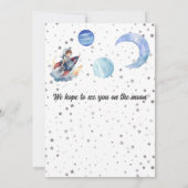 Two The Moon Rocket Space Blue Boy 2nd Birthday  Einladung (Rückseite)