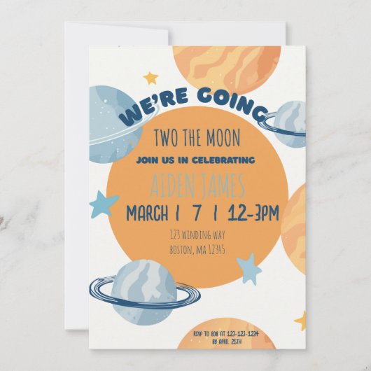 Two The Moon Second Birthday Invitation Einladung (Vorderseite)