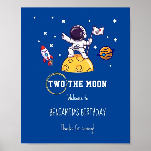 Two The Moon second birthday kids Party Poster (Vorne)