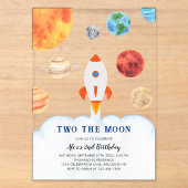TWO THE MOON Space Rocket Kids Birthday Acryleinladungen (Vorderseite)