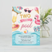 Two The Pool Summer Birthday Party Einladung (Stehend Vorderseite)