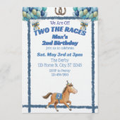Two The Races, Blue Horse 2nd Birthday Einladung (Vorderseite)