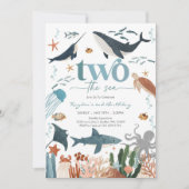 Two The Sea Under The Sea 2nd Birthday Invitation Einladung (Vorderseite)