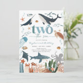 Two The Sea Under The Sea 2nd Birthday Invitation Einladung (Stehend Vorderseite)