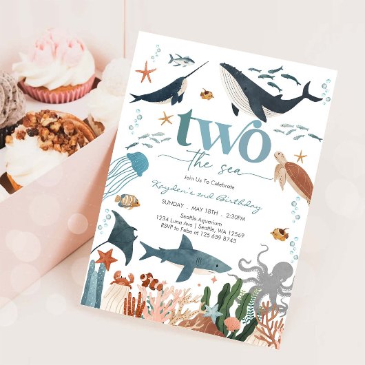 Two The Sea Under The Sea 2nd Birthday Invitation Einladung