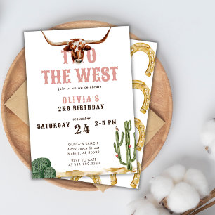 Two The West Pink Western Rodeo 2. Geburtstag Einladung