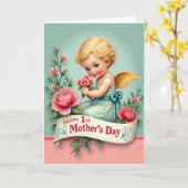 Two Tone Cherub Baby Karte (Gelbe Blume)