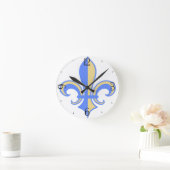 Two Tone Fleur-de-Lis Runde Wanduhr (Zuhause)