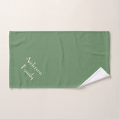 Two-Tone Pine Green Modern Custom Family Name Badhandtuch Set (Handtuch)