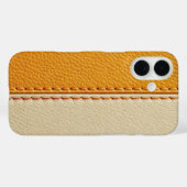 Two-Tone Tan & Cream Stitched Leather Phone Case (Rückseite (Horizontal))