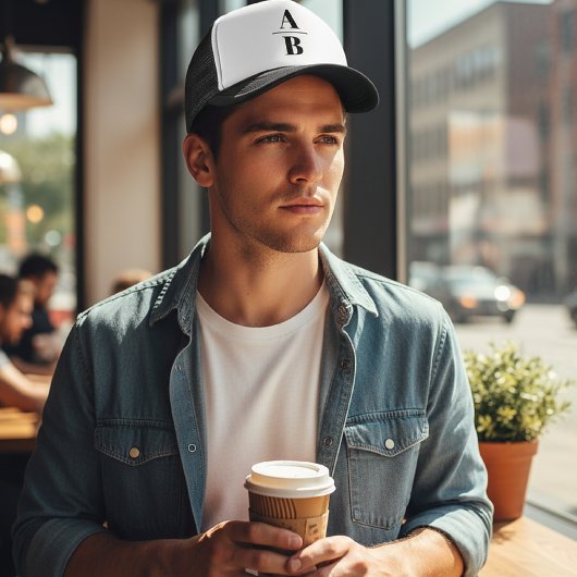 Two-Tone Trucker Hat Customizable Split Initial Truckerkappe