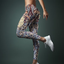 Two-Tone Yoga Lila Lavender William Morris Leggings