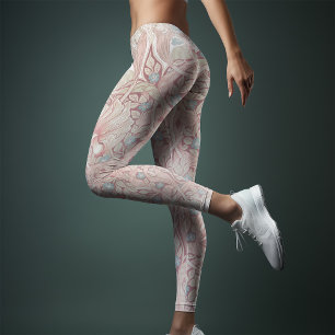 Two-Tone Yoga Vintag Cyan Magenta William Morris Leggings