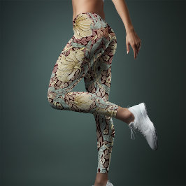 Two-Tone Yoga Vintag Cyan Magenta William Morris Leggings