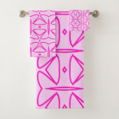 Two Toned Pink Pattern Bath Towel Badhandtuch Set (Insitu)