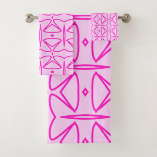 Two Toned Pink Pattern Bath Towel Badhandtuch Set