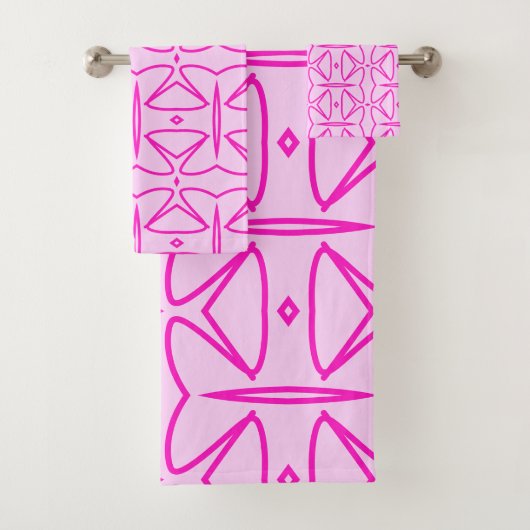 Two Toned Pink Pattern Bath Towel Badhandtuch Set (Insitu)