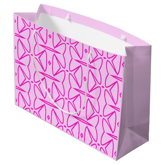 Two Toned Pink Pattern Gift Bag Große Geschenktüte (Rückseite Schrägansicht)