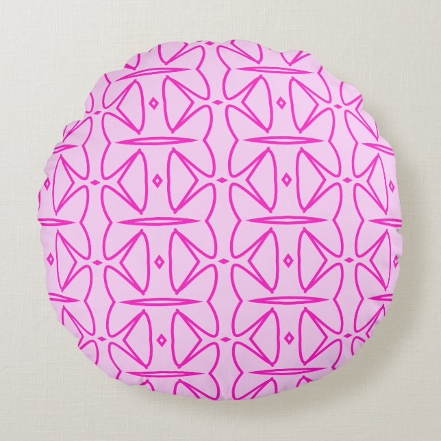 Two Toned Pink Pattern Round Pillow Rundes Kissen (Vorderseite)