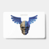 Two-Toned Skull with Blue Stylized Wings Ausweis (Rückseite)