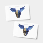 Two-Toned Skull with Blue Stylized Wings Ausweis (Vorder- & Rückseite)