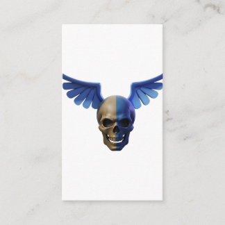 Two-Toned Skull with Blue Stylized Wings Begleitkarte