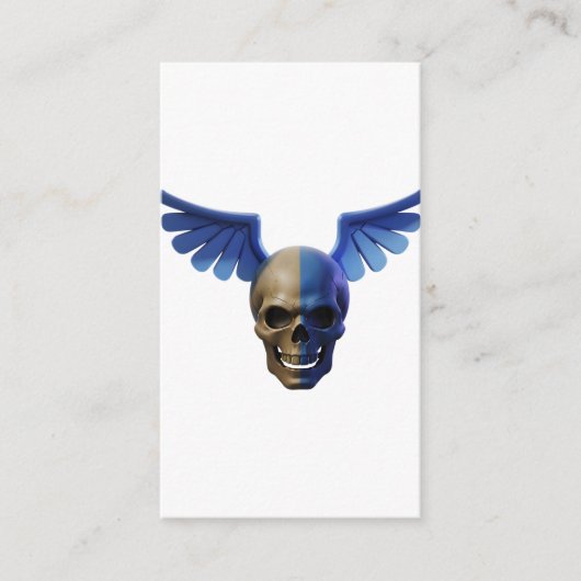 Two-Toned Skull with Blue Stylized Wings Begleitkarte (Vorderseite)
