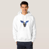 Two-Toned Skull with Blue Stylized Wings Hoodie (Vorne ganz)