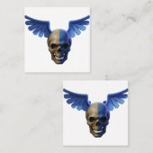 Two-Toned Skull with Blue Stylized Wings Telefonnummerkarte (Vorne/Hinten)