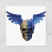 Two-Toned Skull with Blue Stylized Wings Telefonnummerkarte (Rückseite)
