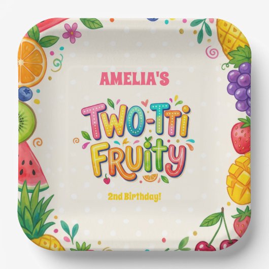 Two-tti Fruity 2. Geburtstagsfeier Pappteller (Vorderseite)
