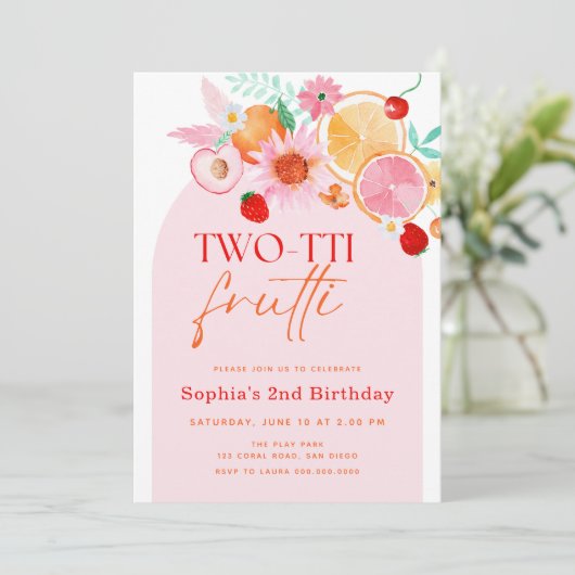 Two-tti Frutti 2. Geburtstag Einladung (Stehend Vorderseite)