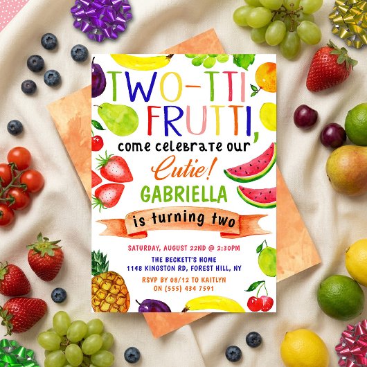 Two-tti Frutti 2. Geburtstag Einladungen