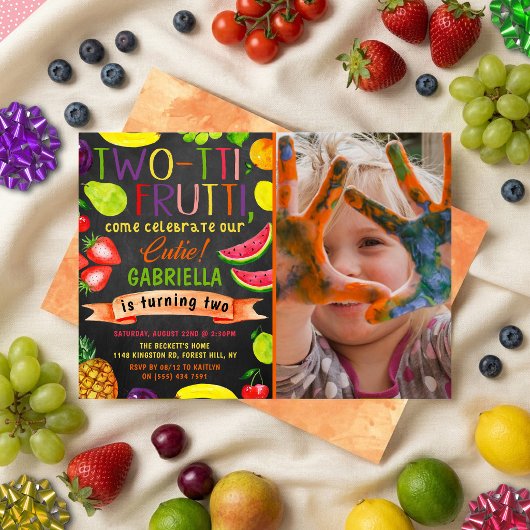 Two-tti Frutti 2. Geburtstag Foto Einladung